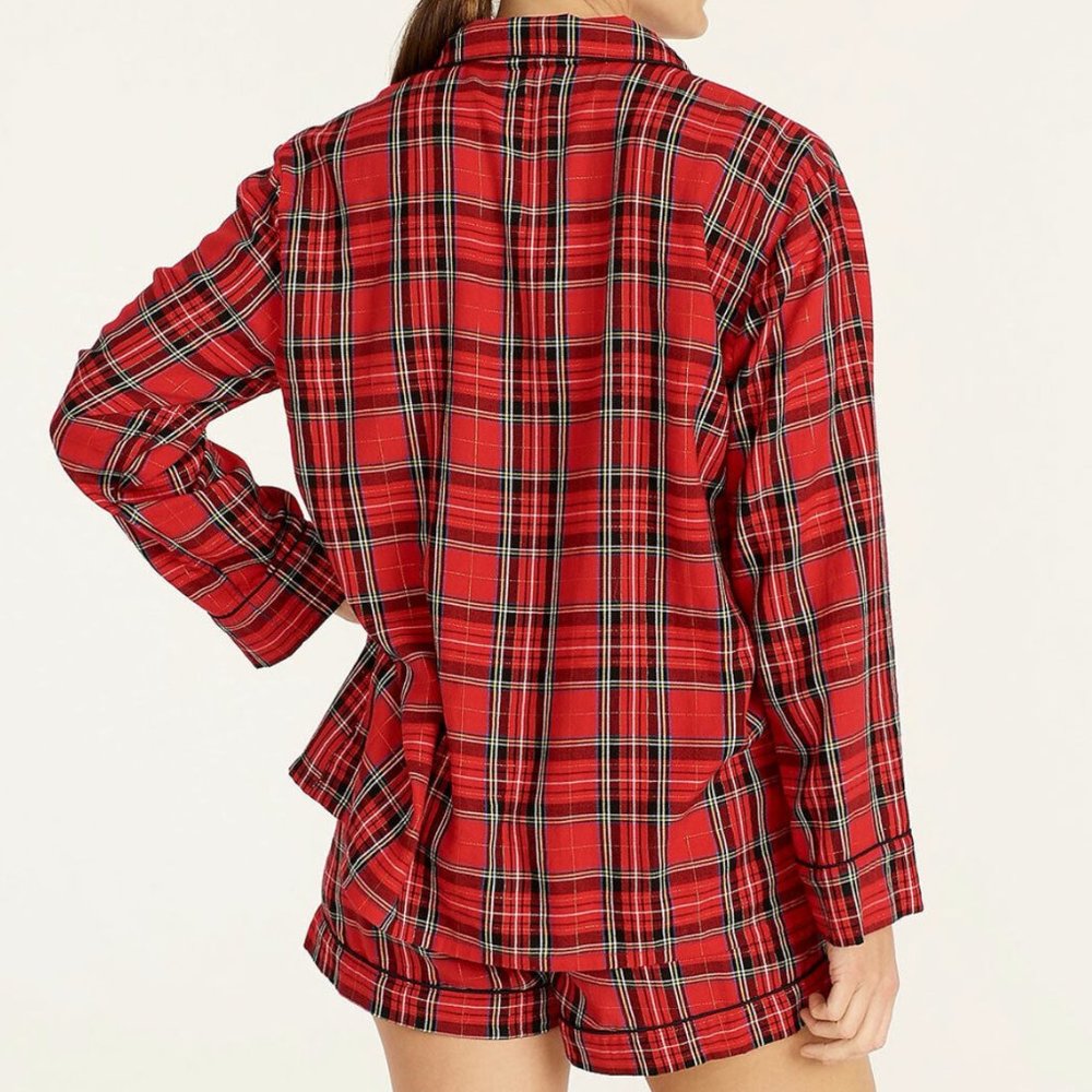 J CREW Good Tidings Plaid Flannel Pajama Short Set M $98 - Picture 3 of 4